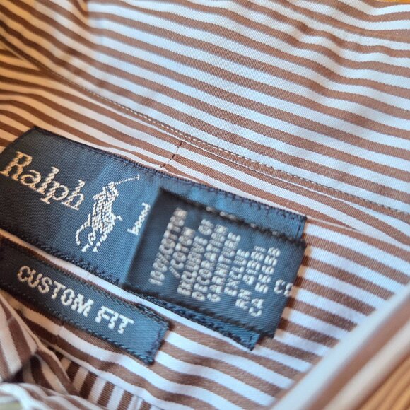 Polo by Ralph Lauren Men's Brown and White Long Sleeve Striped Shirt - Picture 7 of 7